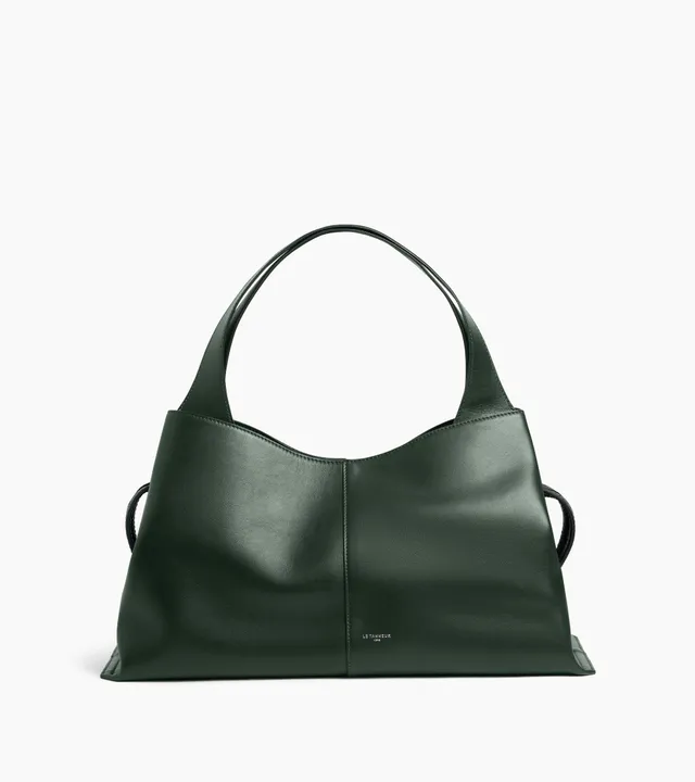 Le Tanneur Félicie cabas cuir lisse grand vert malachite