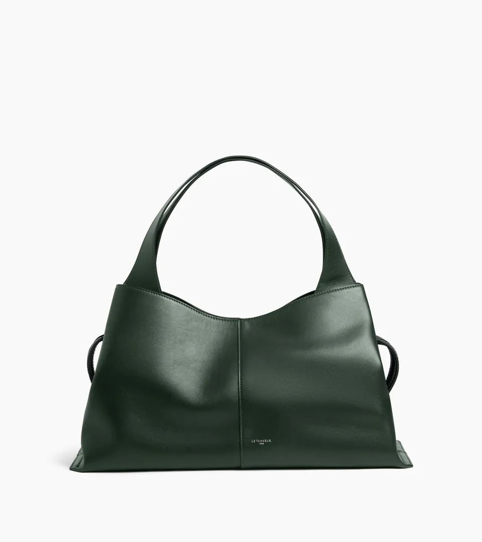 Le Tanneur Félicie cabas cuir lisse grand vert malachite