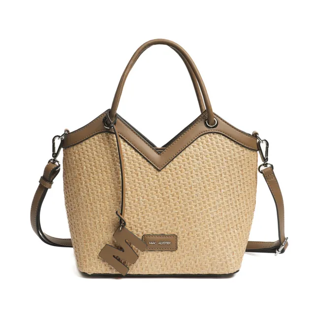 MAC ALYSTER Saint-Raphaël sac seau taupe effet raphia