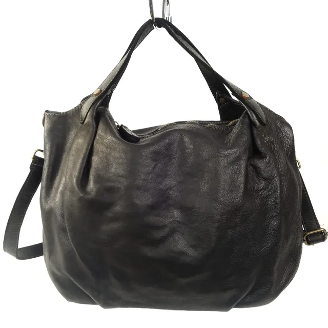 Collection Esprit Cuir MANUELA grand sac cuir noir