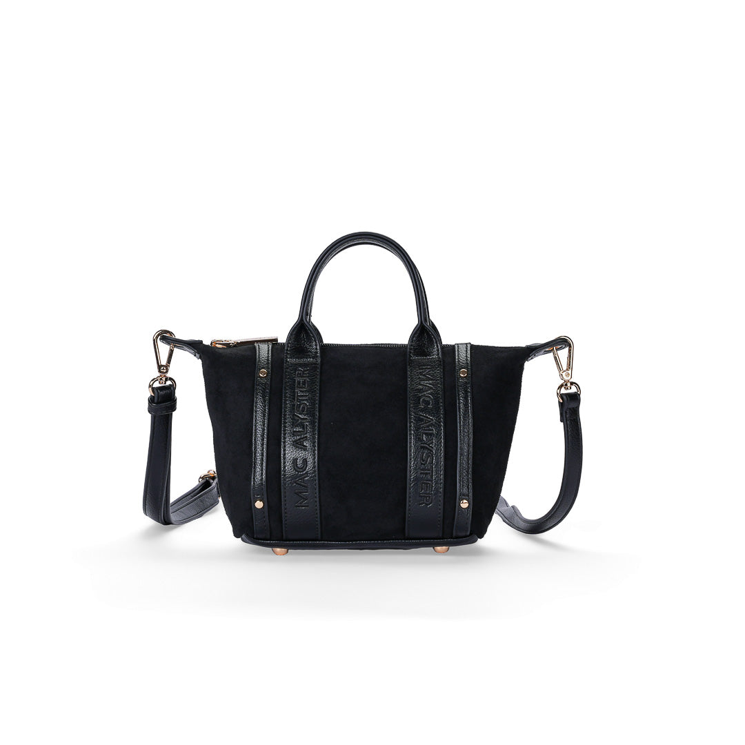 MAC ALYSTER Abrielle Daim petit sac main noir 24 cm