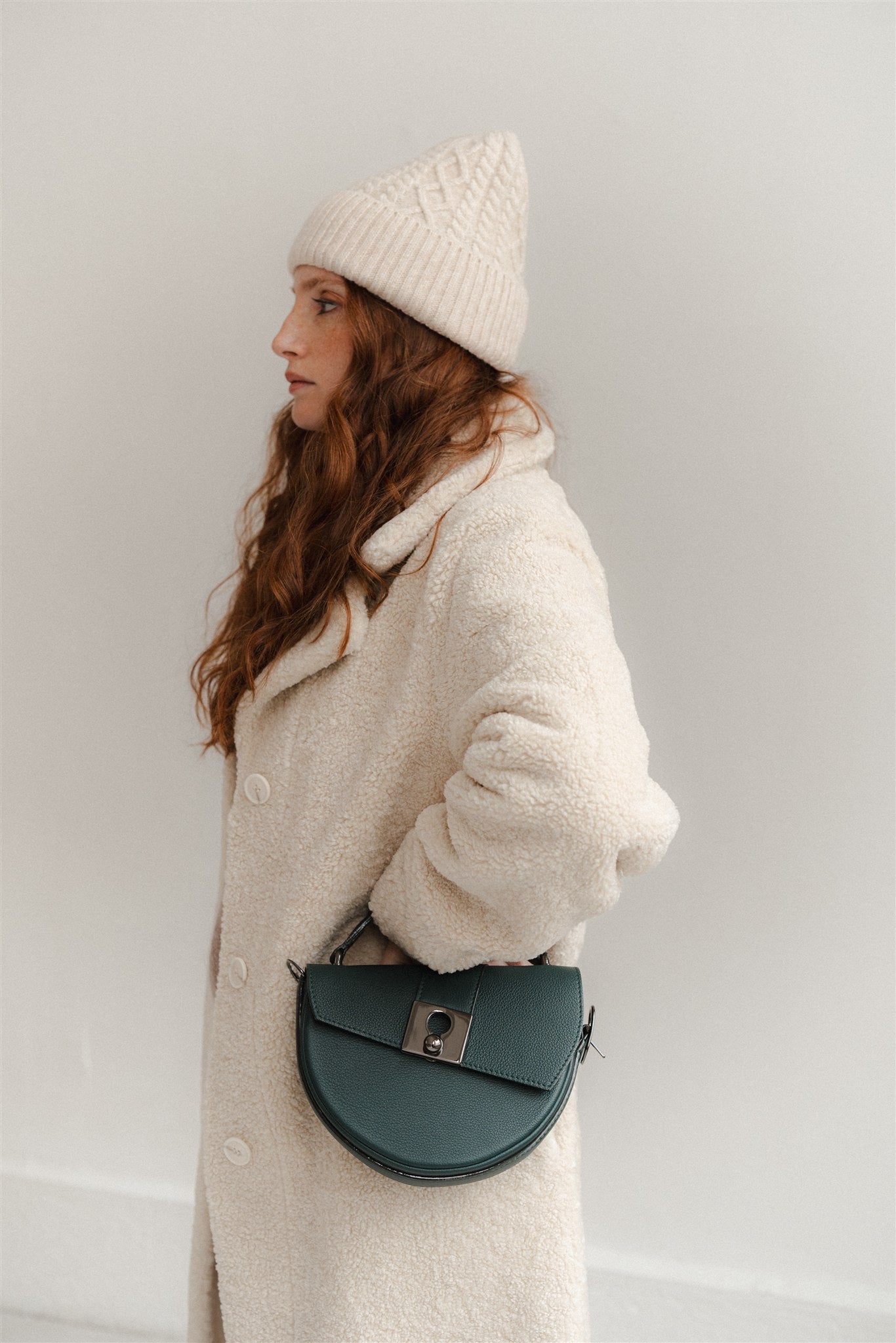 Nodie's Côme sac demi-lune cuir vert sapin grainé
