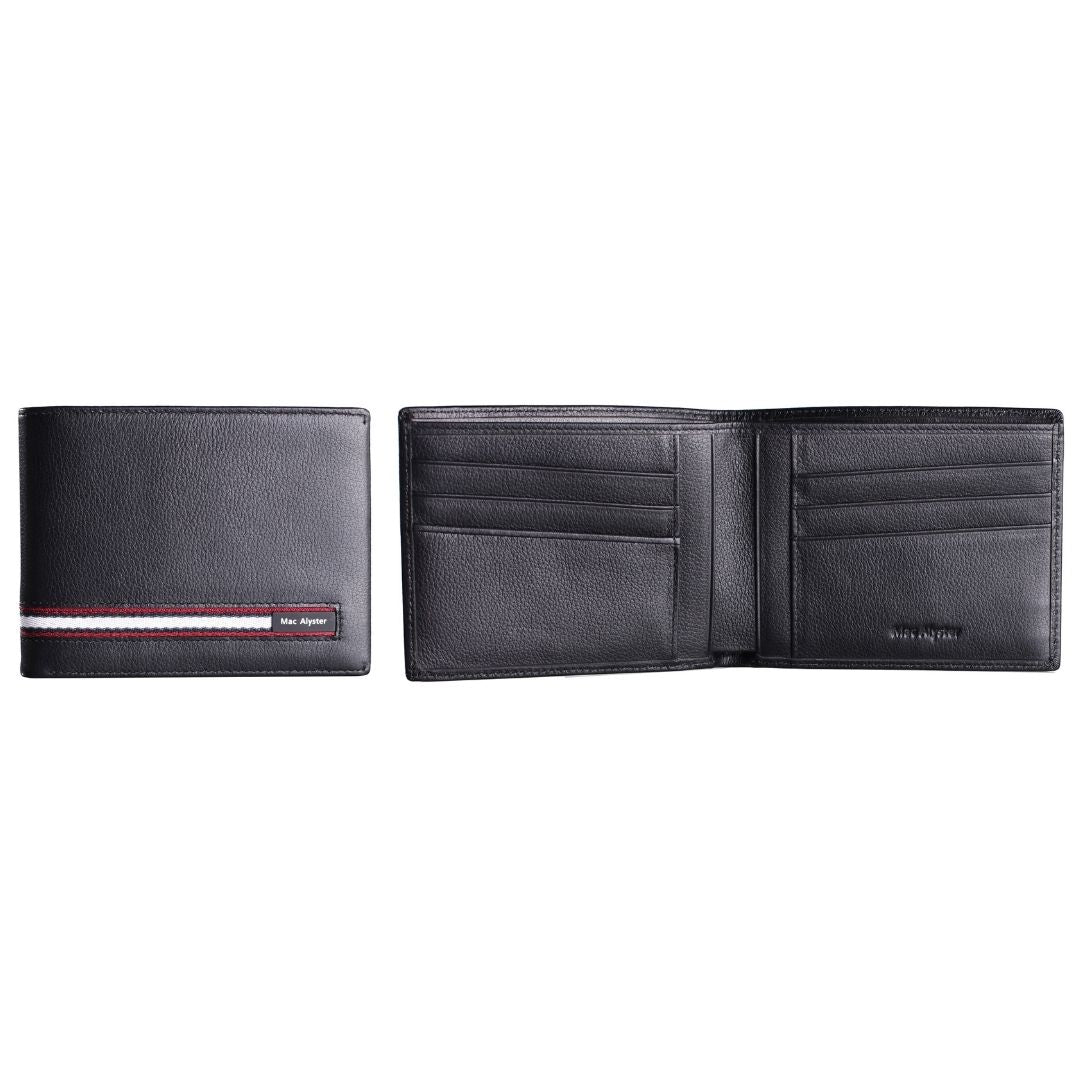 Mac Alyster Prelude portefeuille italien noir grainé plat