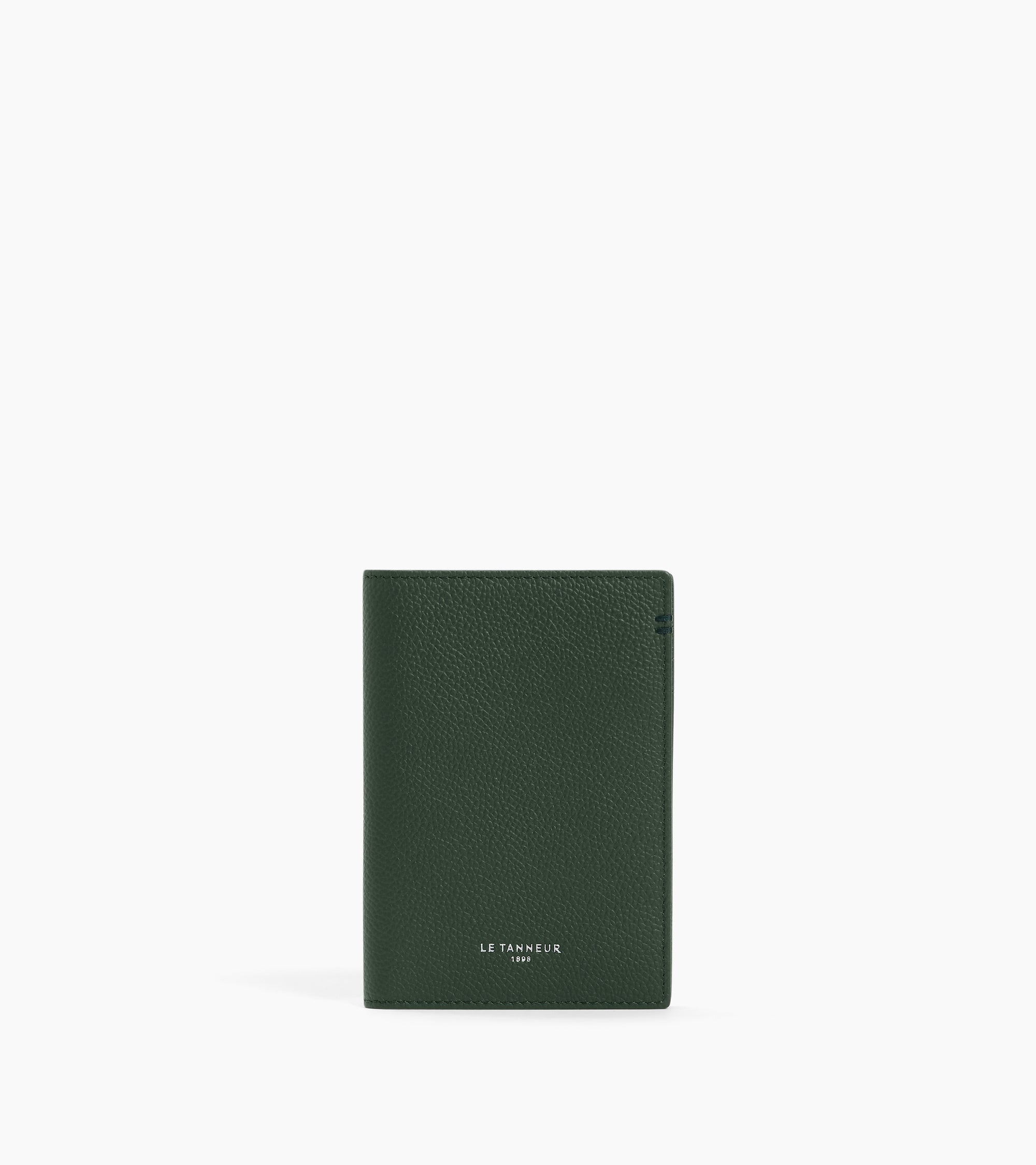 Le Tanneur porte-passeport cuir grainé vert Green Malachite