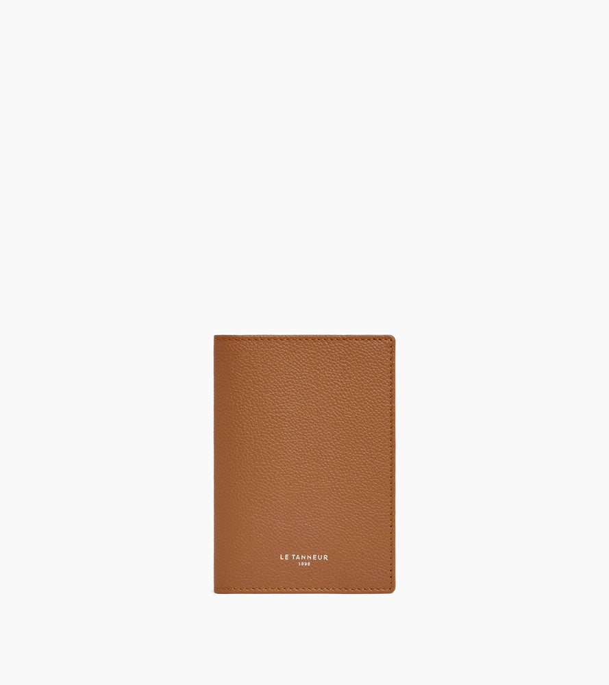 Le Tanneur porte-passeport cuir grainé marron tan