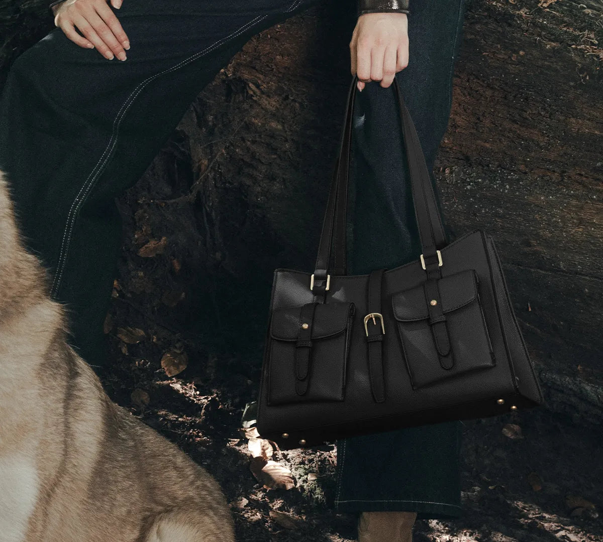 Mac Alyster Urbany Sac Shopping Noir Poches Frontales