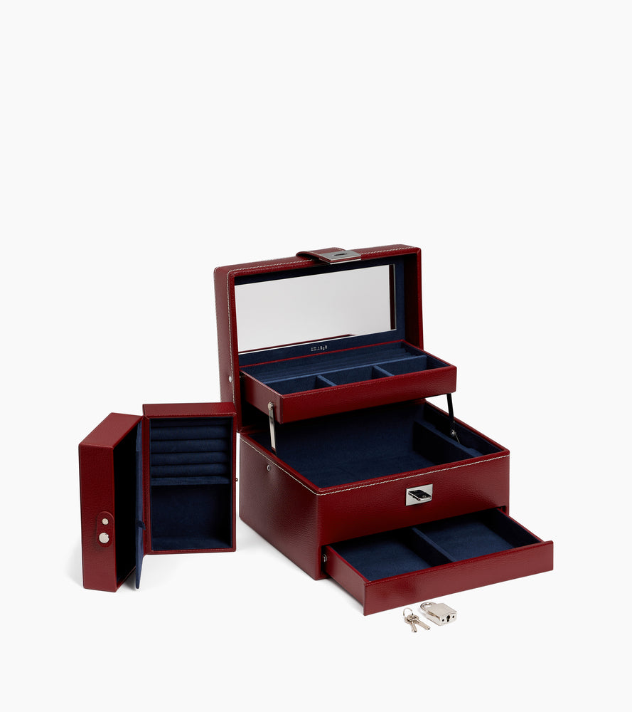 Le Tanneur boîte à bijoux cuir rouge Revolution Red miroir