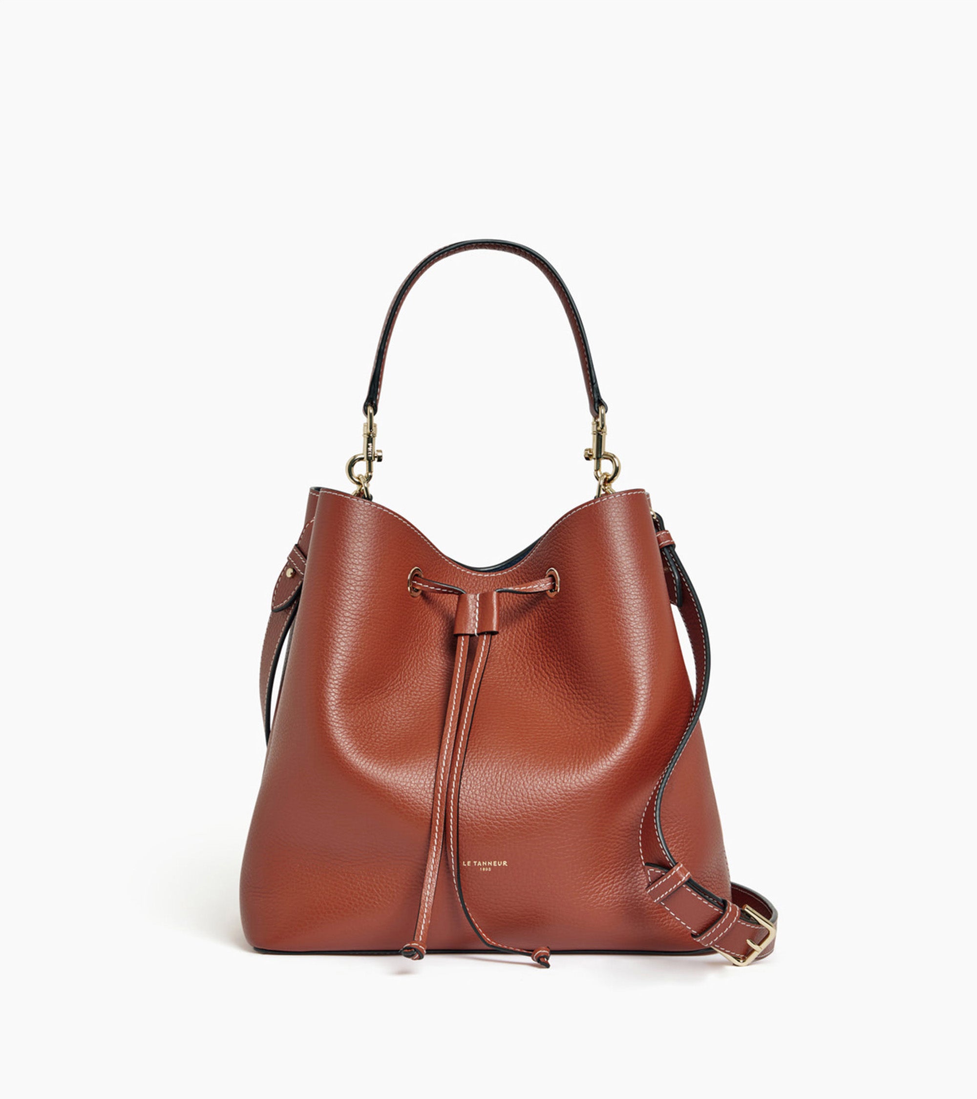 Le Tanneur Louise grand sac seau cuir grainé marron