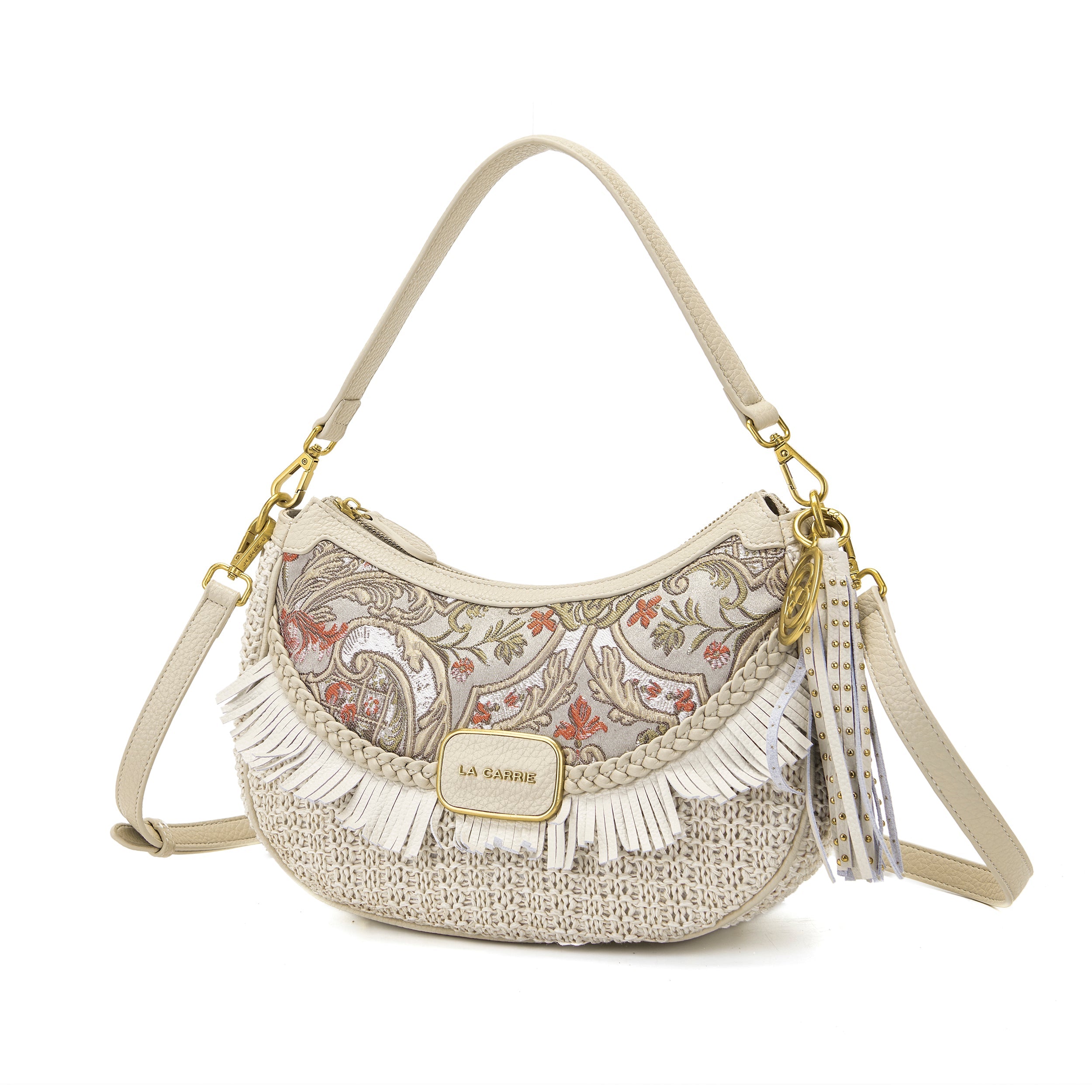 La Carrie Arabesque sac bandouliere beige raffia