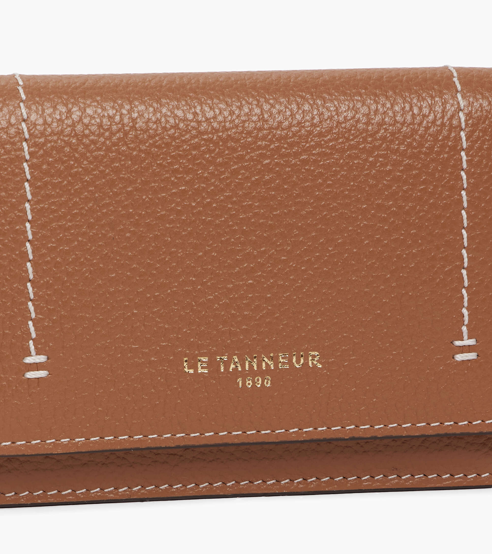 Le Tanneur Louison porte-cartes à rabat cuir grainé marron