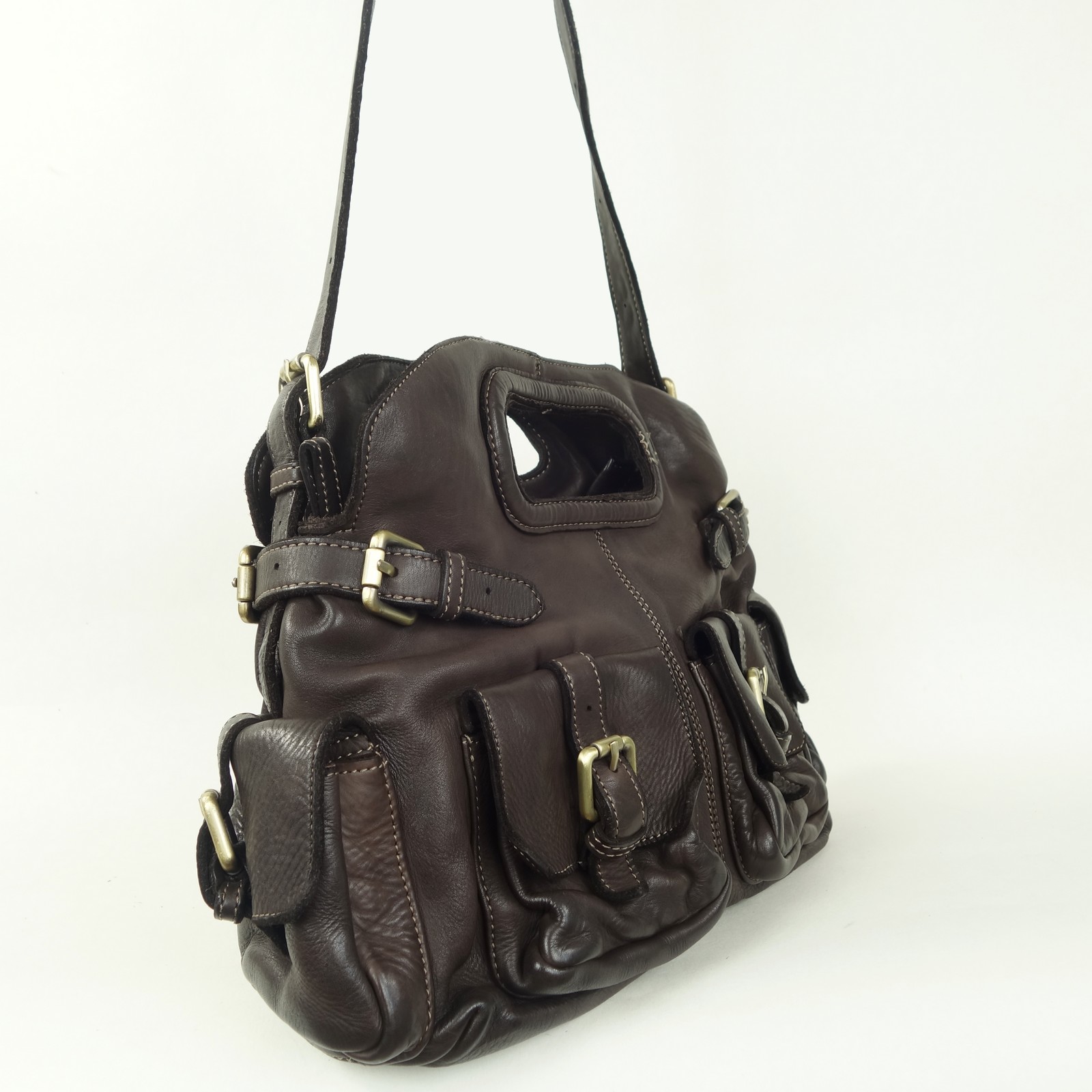 Collection Esprit Cuir Tina sac épaule cuir brun vintage