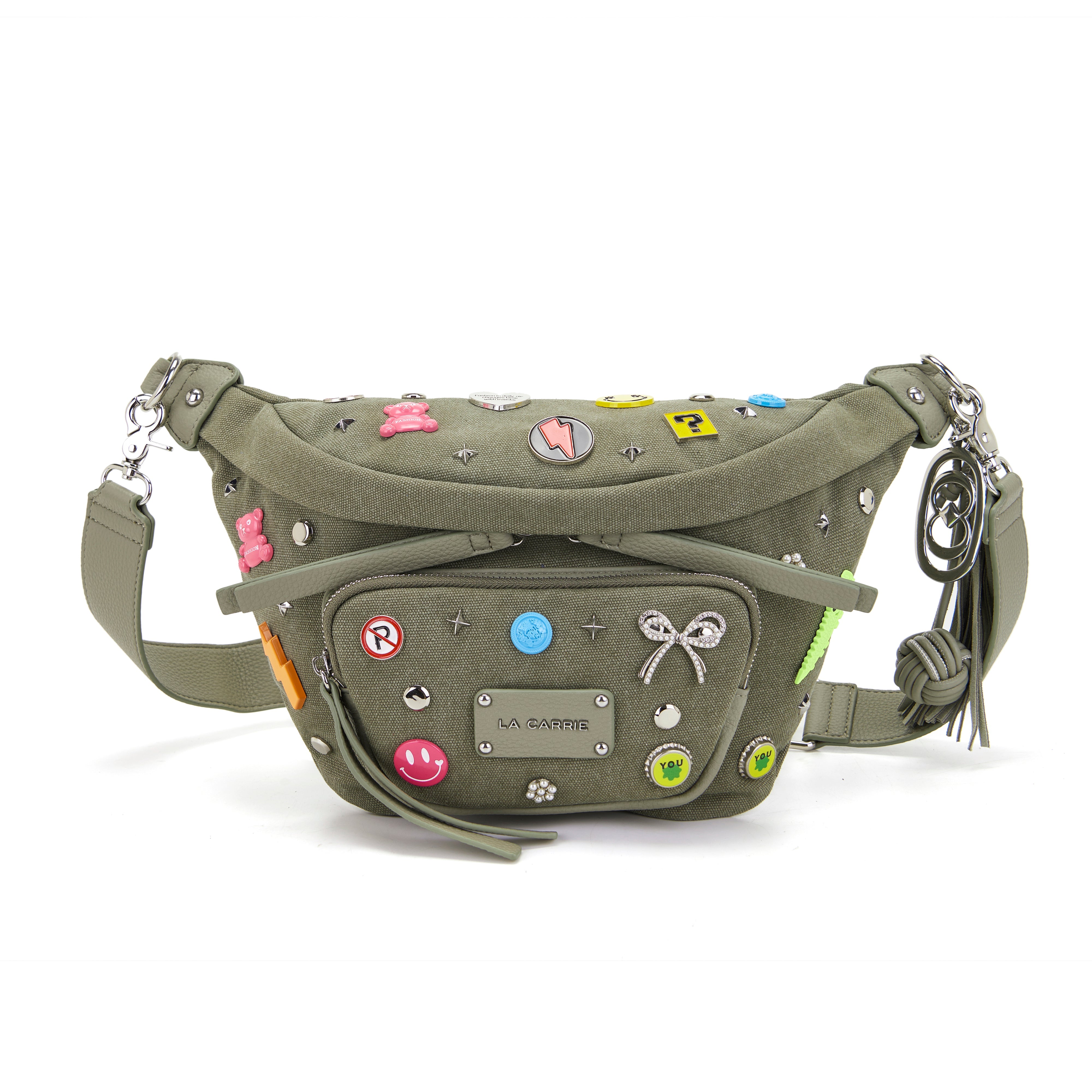 La Carrie Marsupio Pins sac banane vert toile 34x9x20 cm