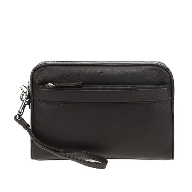 Le Tanneur Charles pochette cuir grainé dragonne 24 cm homme