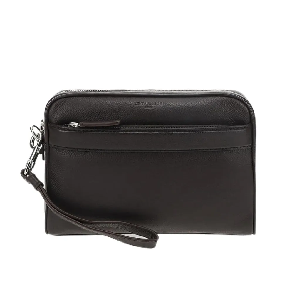 Le Tanneur Charles pochette cuir grainé dragonne 24 cm homme