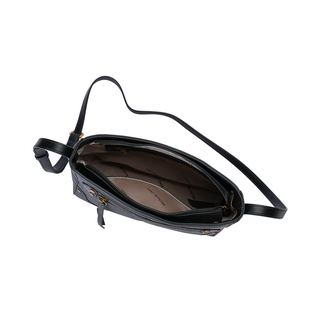 MAC ALYSTER Lanora sac trotteur Daim Noir cuir 28 cm