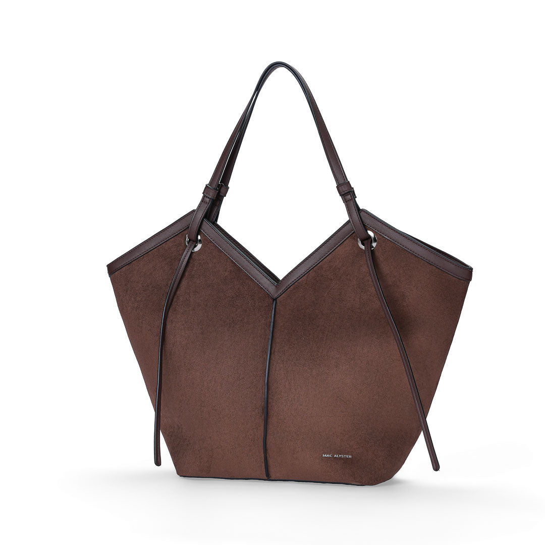Mac Alyster Captivante grand sac shopping Noir suédine 49 cm