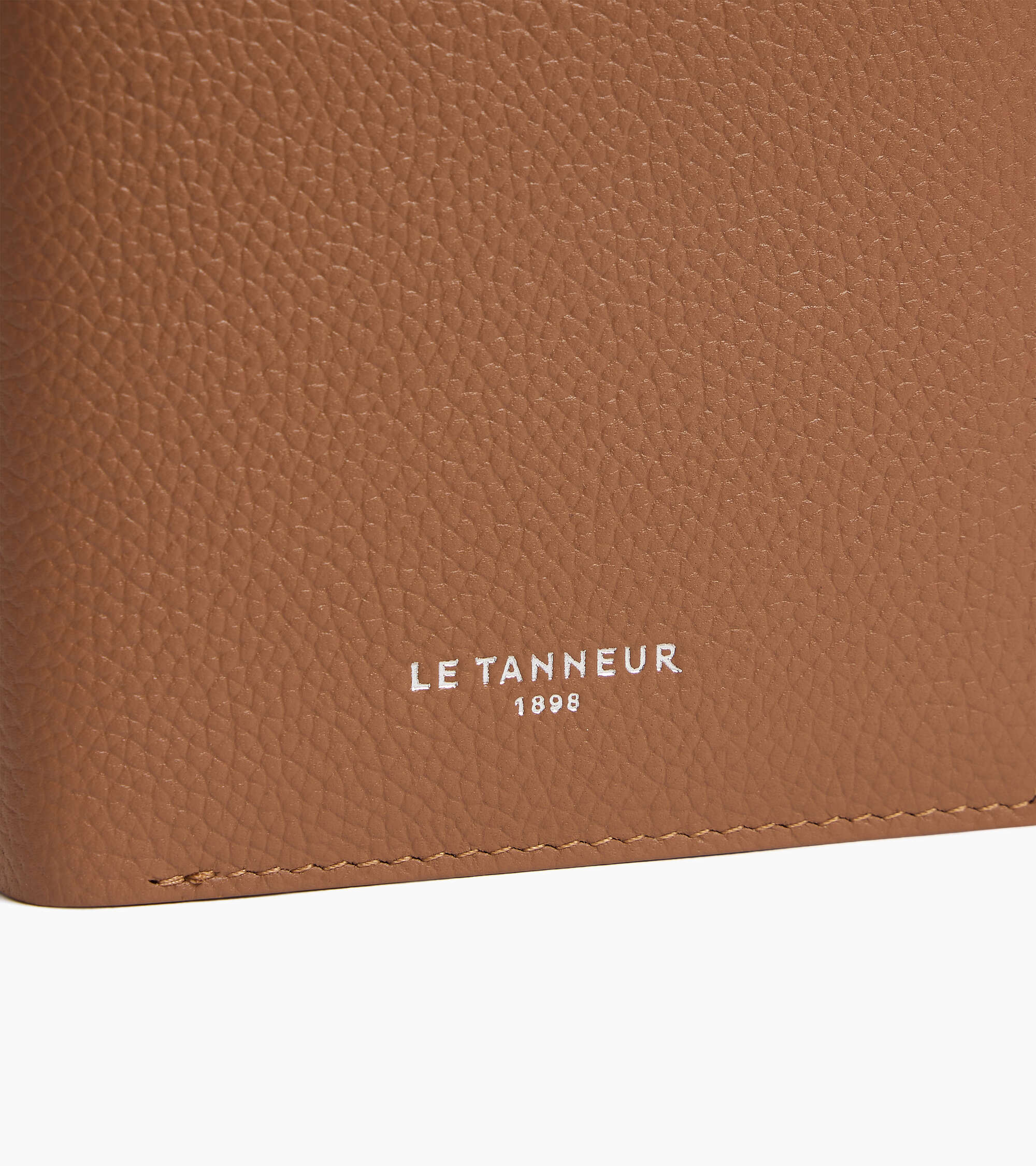 Le Tanneur Lucien portefeuille cuir grainé zippé marron