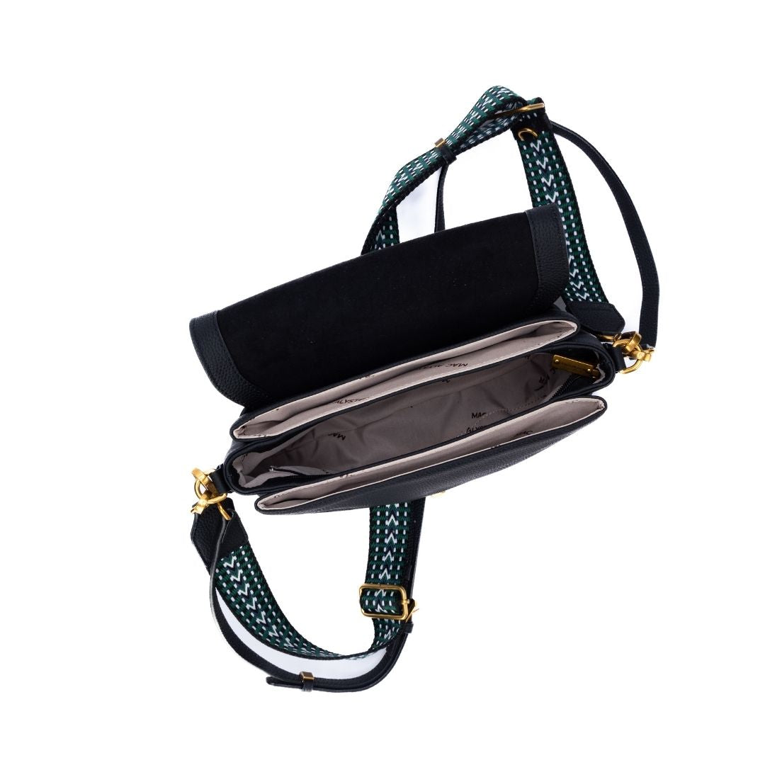 MAC ALYSTER Giulia sac à rabat cuir noir 27 cm femme