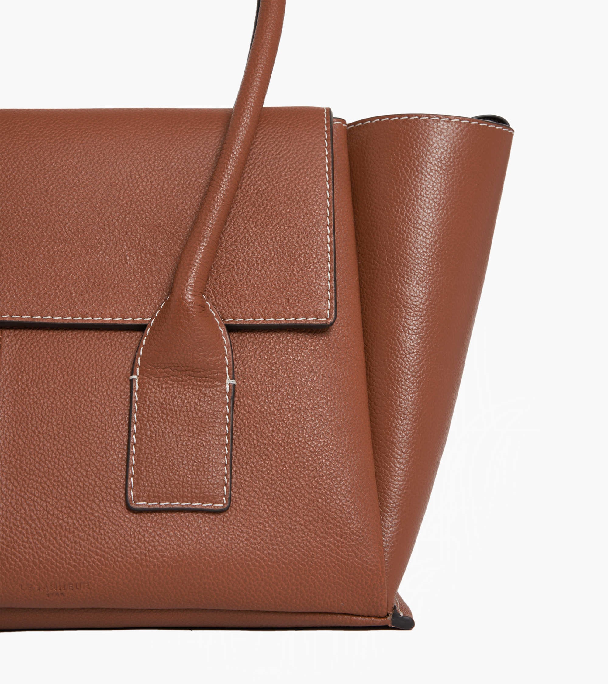 Le Tanneur Elena Sac Cabas Moyen Rabat Cuir Grainé Marron