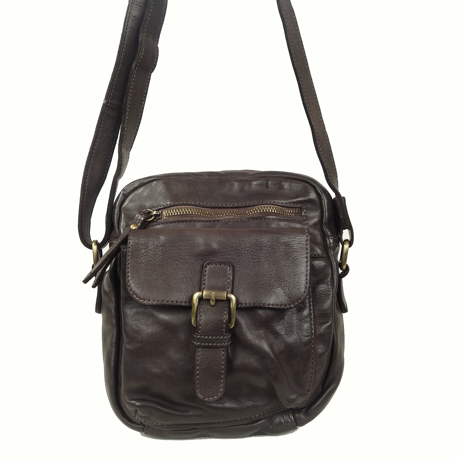 Collection Esprit Cuir Nino sacoche cuir marron foncé homme