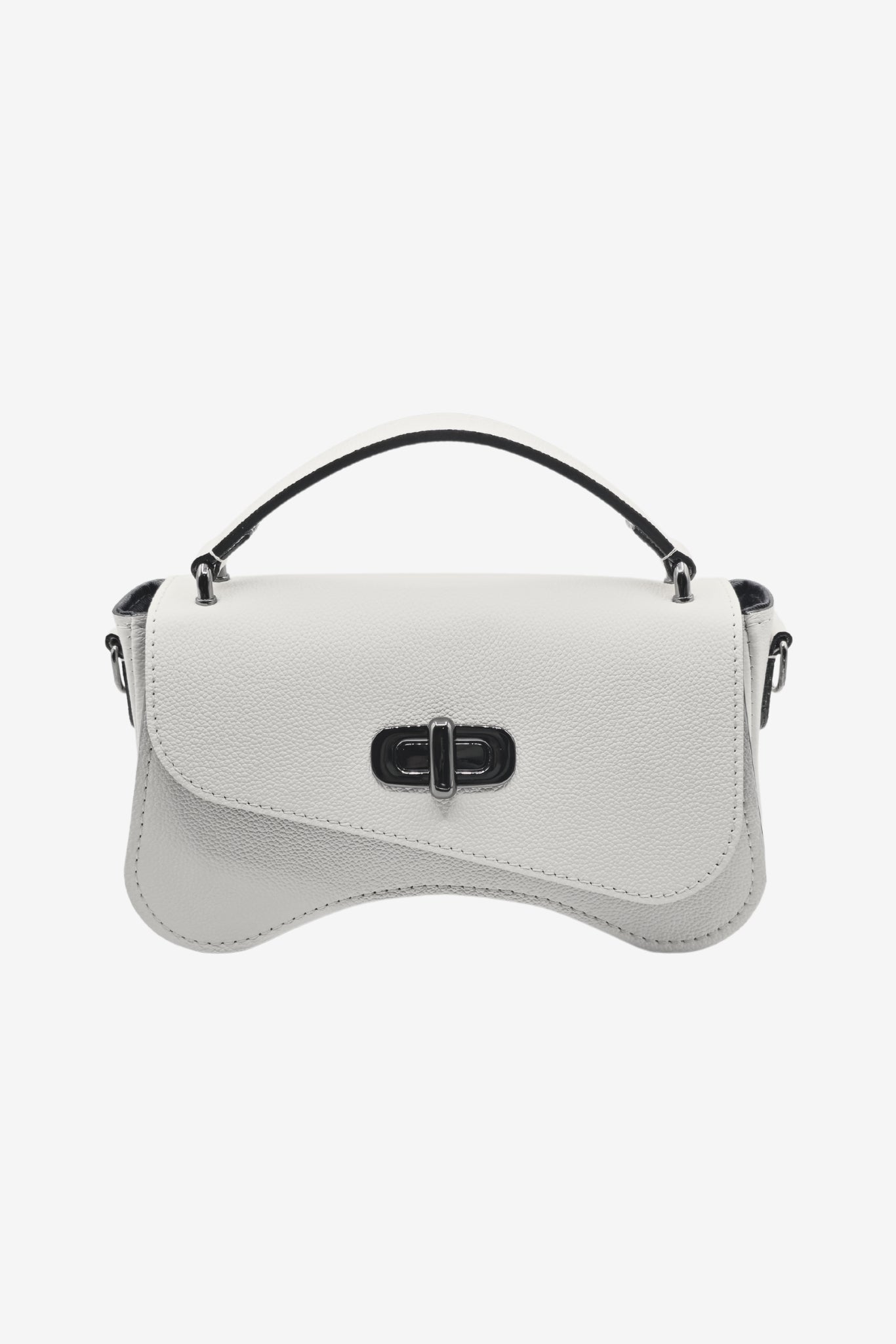 Nodie's L'Iconique Blanc Grainé Sac Baguette Cuir