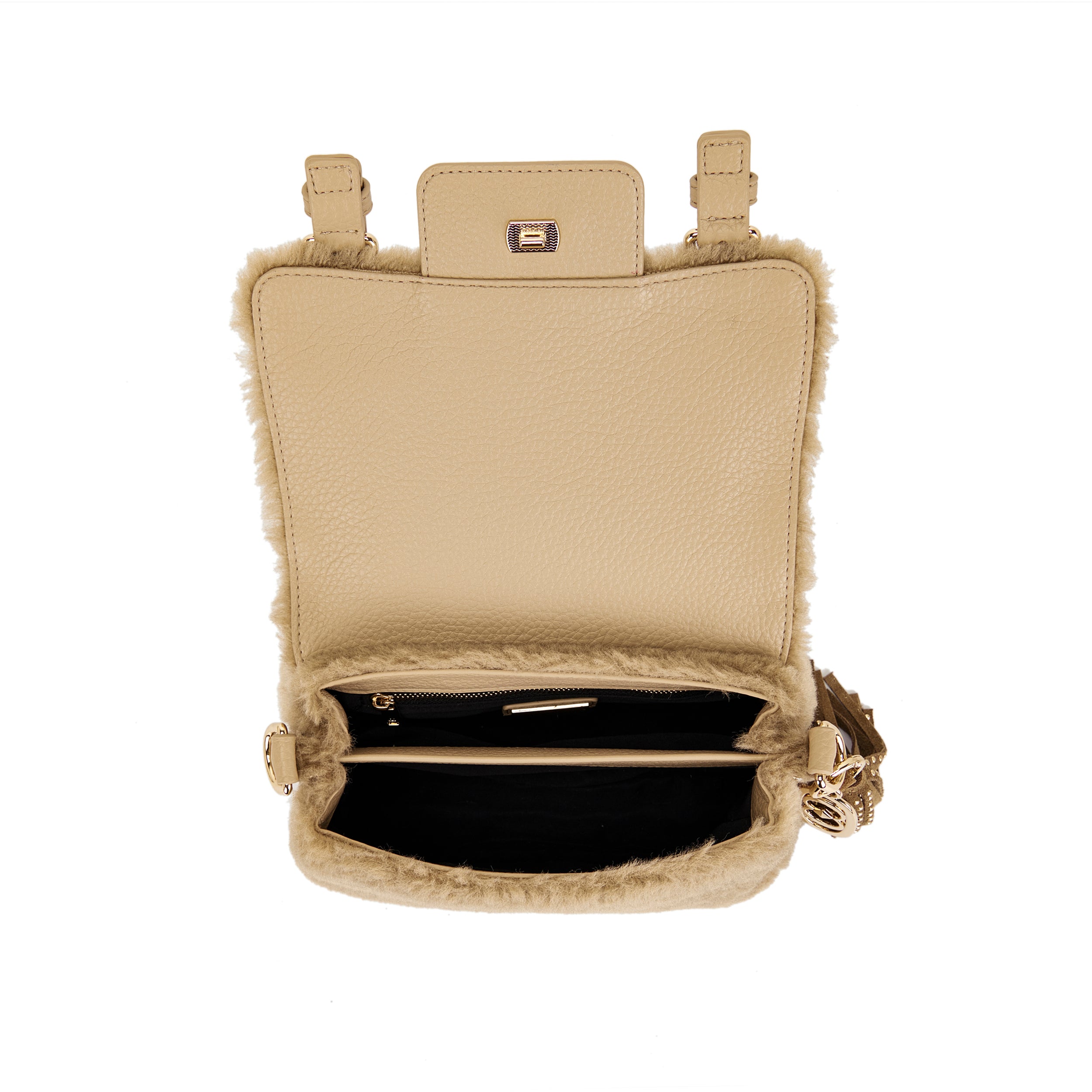 La Carrie Atena Teddy cabas taupe 22 cm fourrure