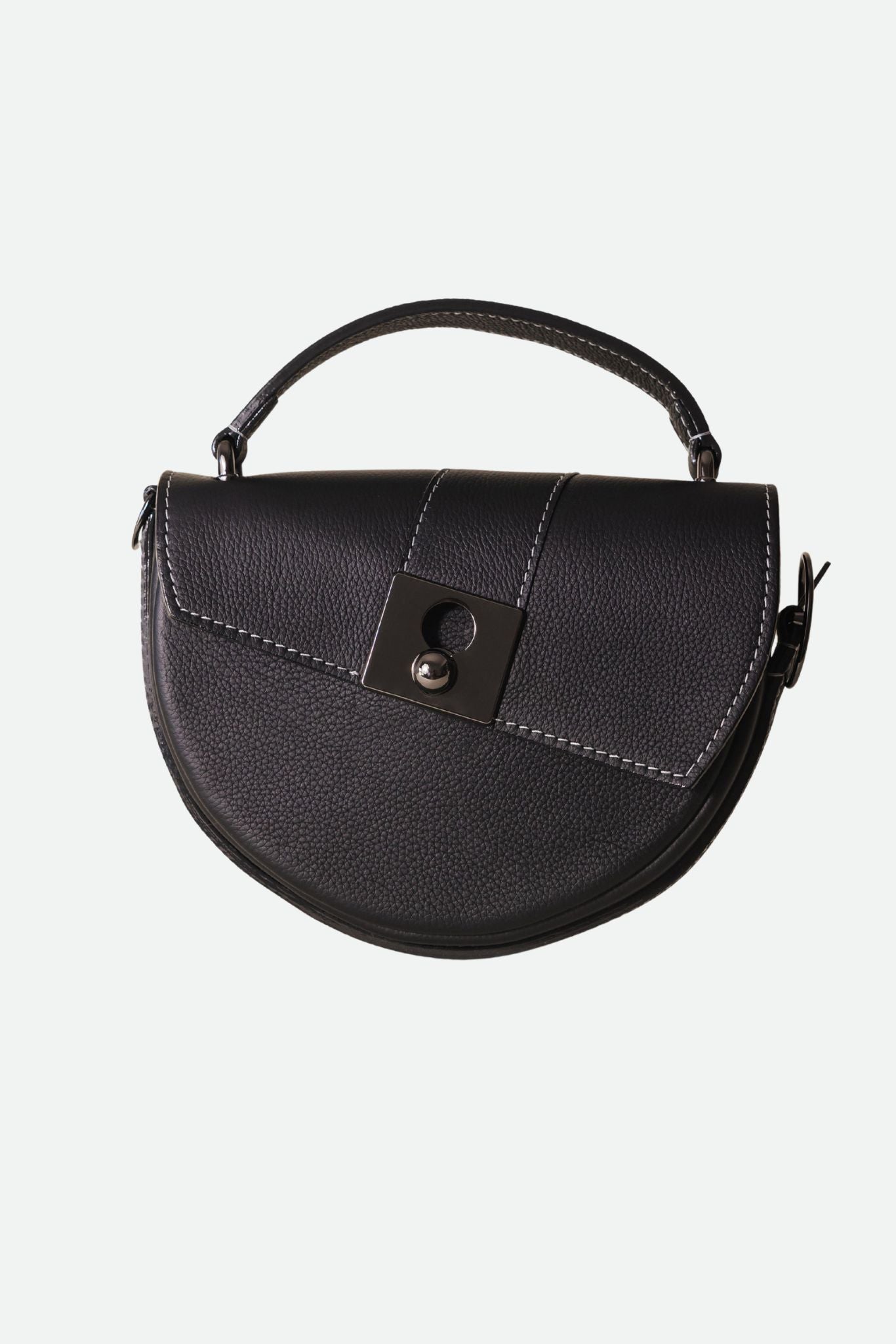 Nodie's Côme sac demi-lune cuir noir grainé veau