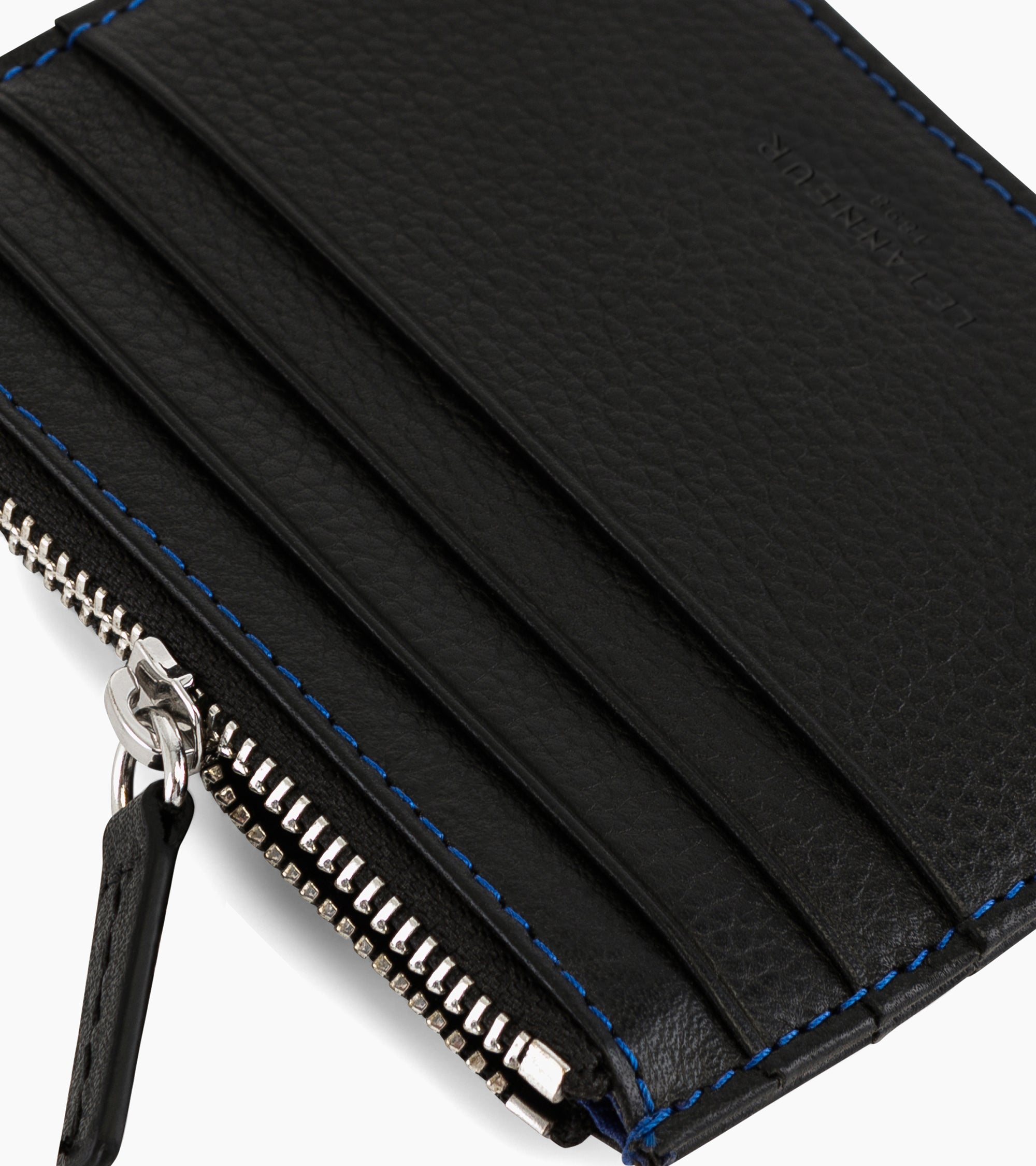 Le Tanneur Charles porte-cartes cuir grainé noir zippé