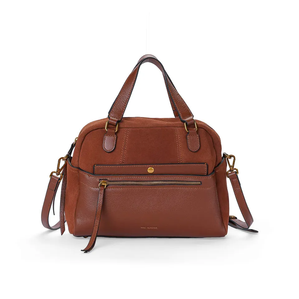 Mac Alyster Canelle Sac à Main Daim Cognac Cuir