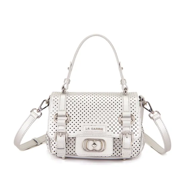 La Carrie Atena sac shopping silver cuir perforé