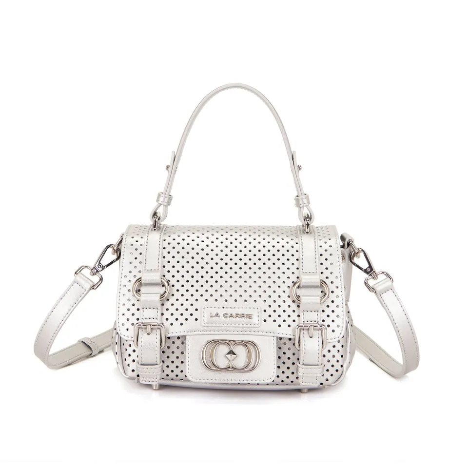La Carrie Atena sac shopping silver cuir perforé