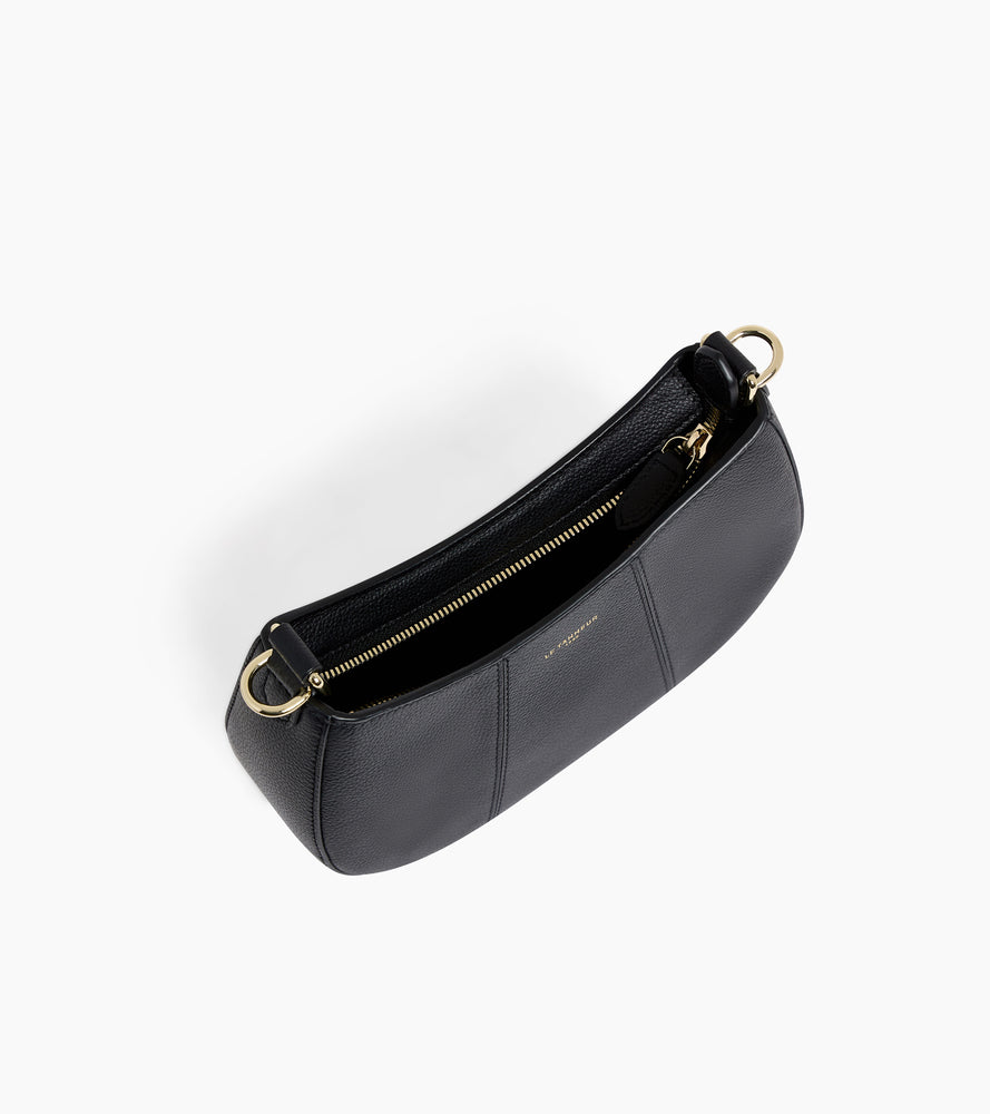 Le Tanneur Juliette petit sac demi-lune sac noir cuir grainé