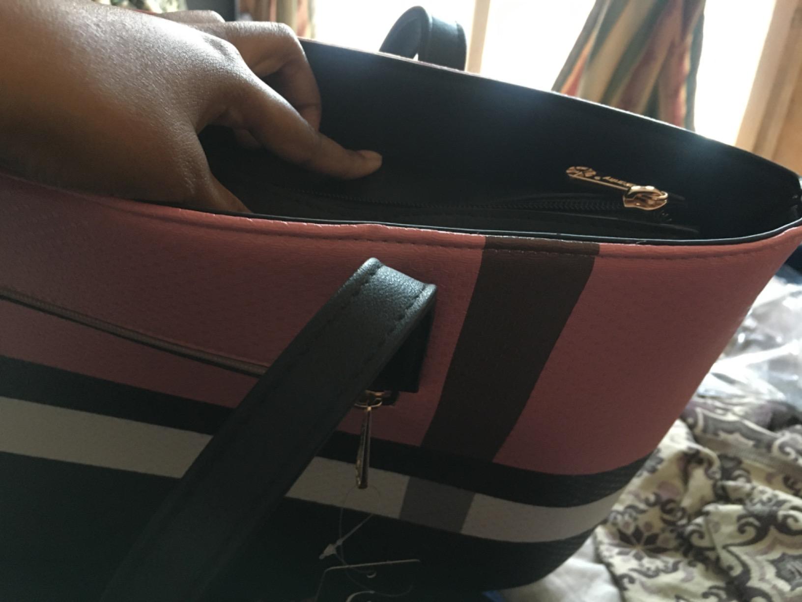 Gallantry Sacs Cabas Tote Bag XL Similicuir Rose Rayures A4