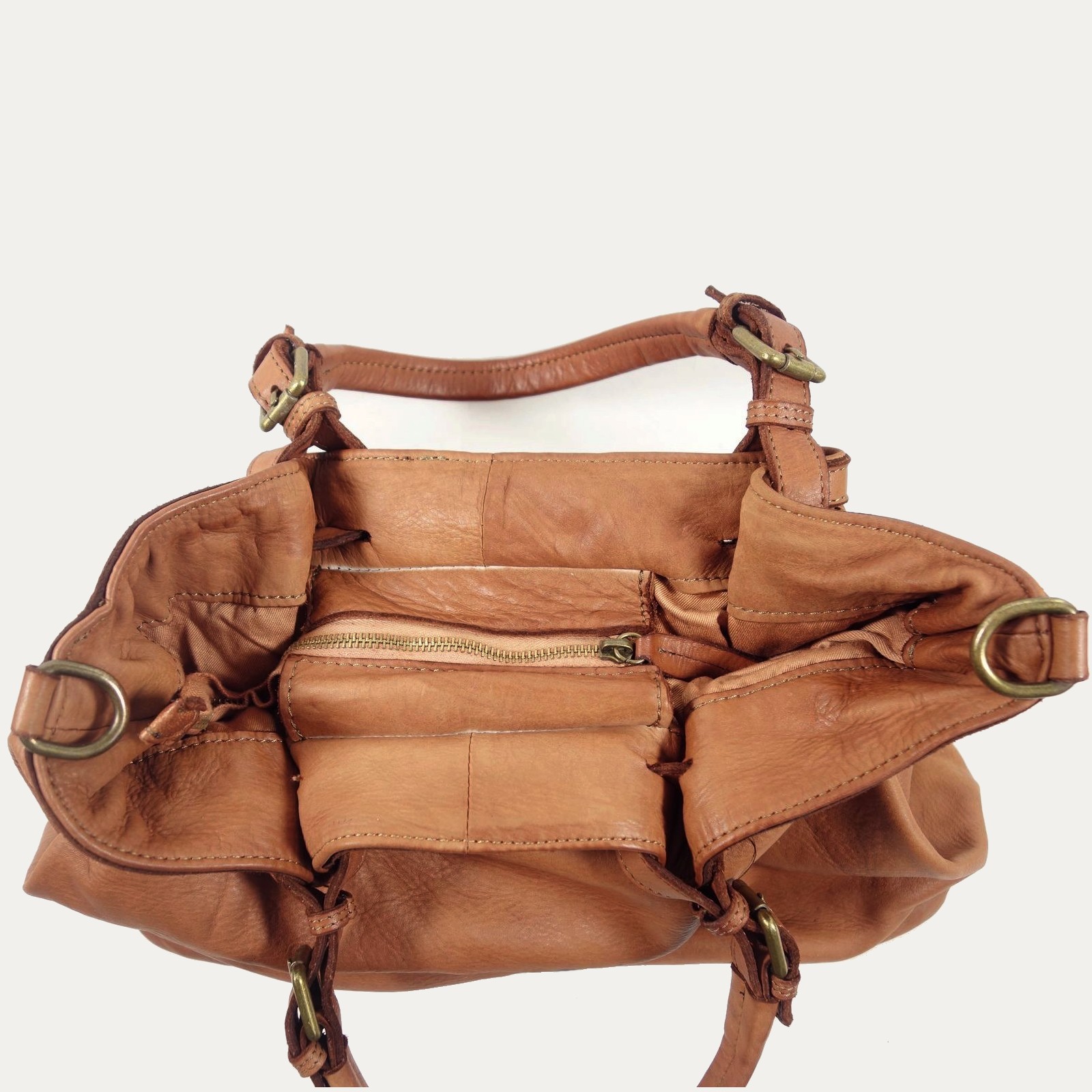 Collection Esprit Cuir Grand sac à main Sveva sac cuir tressé camel