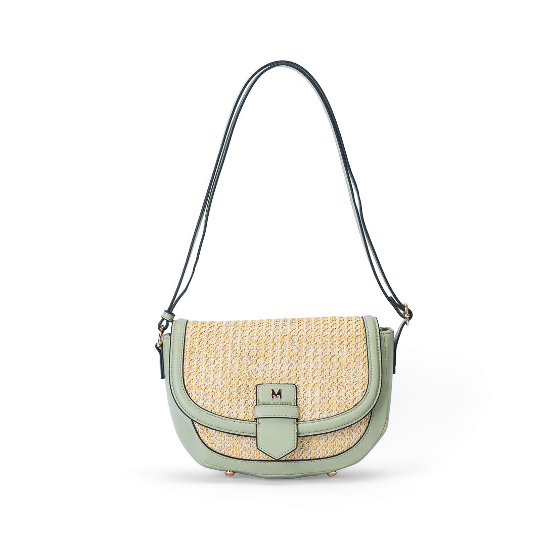 Mac Alyster Venise sac à rabat vert clair raphia