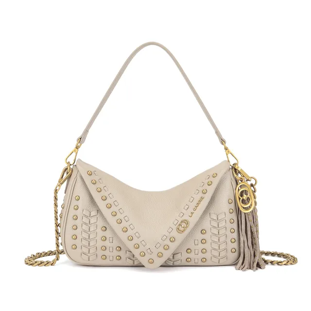 La Carrie Eclipse sac bandoulière cuir ivoire 30x9x17