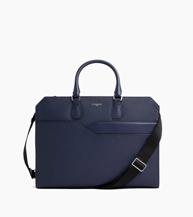 Le Tanneur Gaston porte-documents slim 15" cuir Twilight Blue