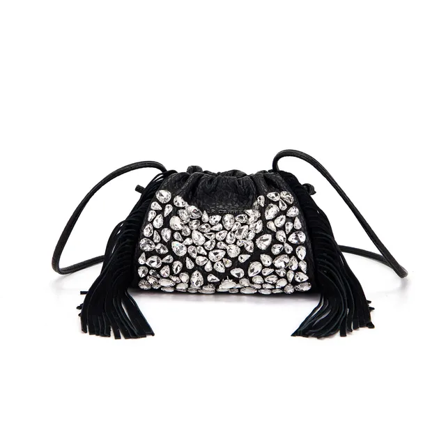 La Carrie Capsule sac épaule noir 23x8x15 cm cristaux