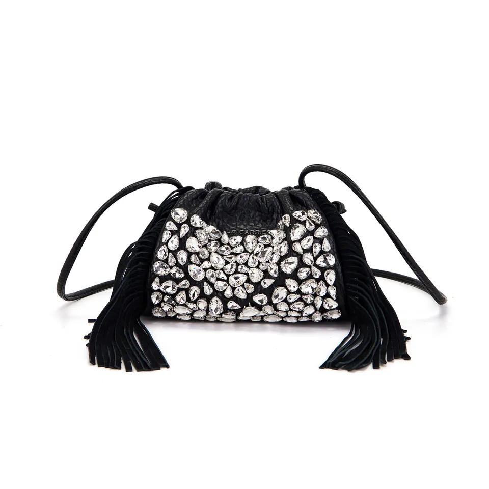 La Carrie Capsule sac épaule noir 23x8x15 cm cristaux