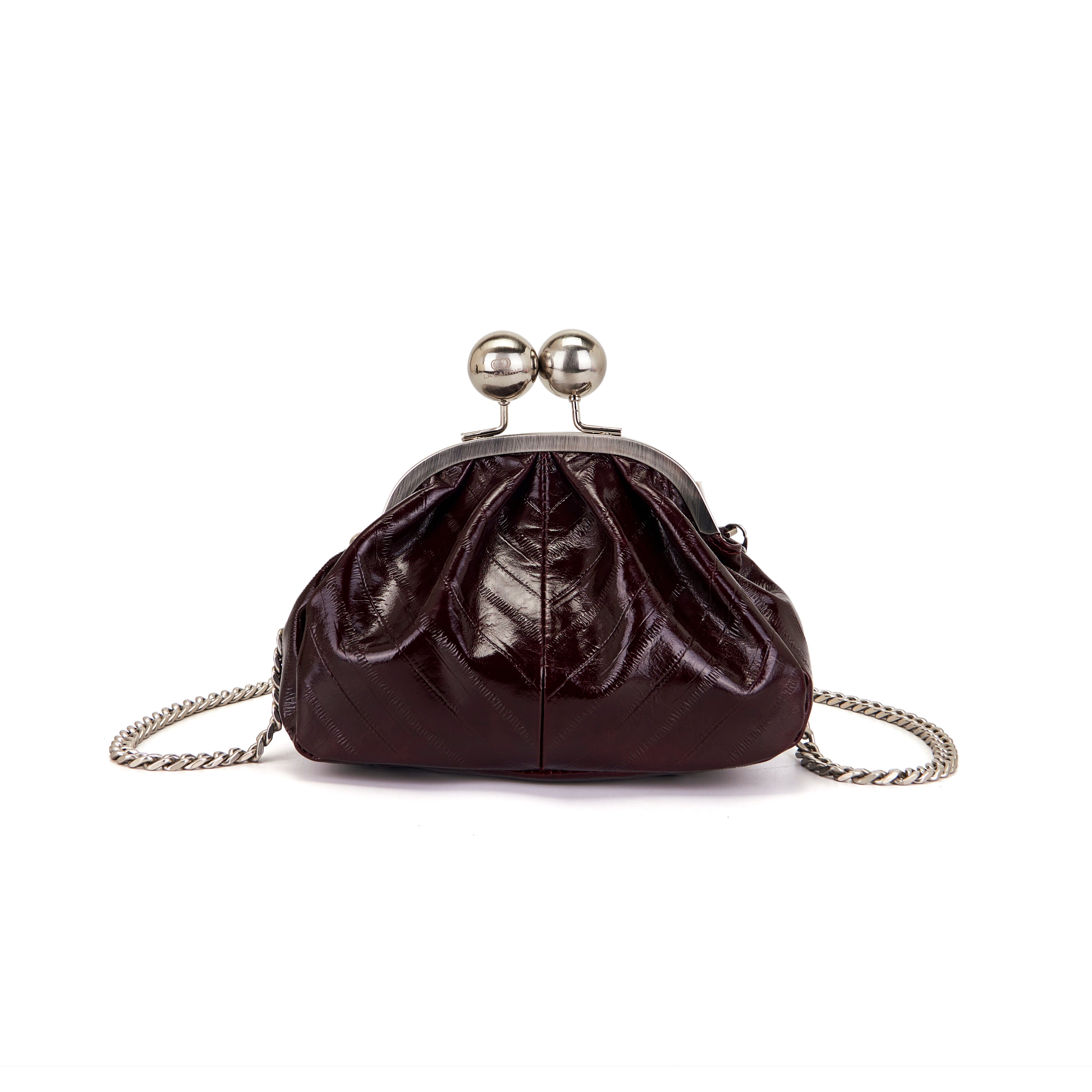 La Carrie Bag Capsule sac bandouliere cuir bordeaux 25x8x14