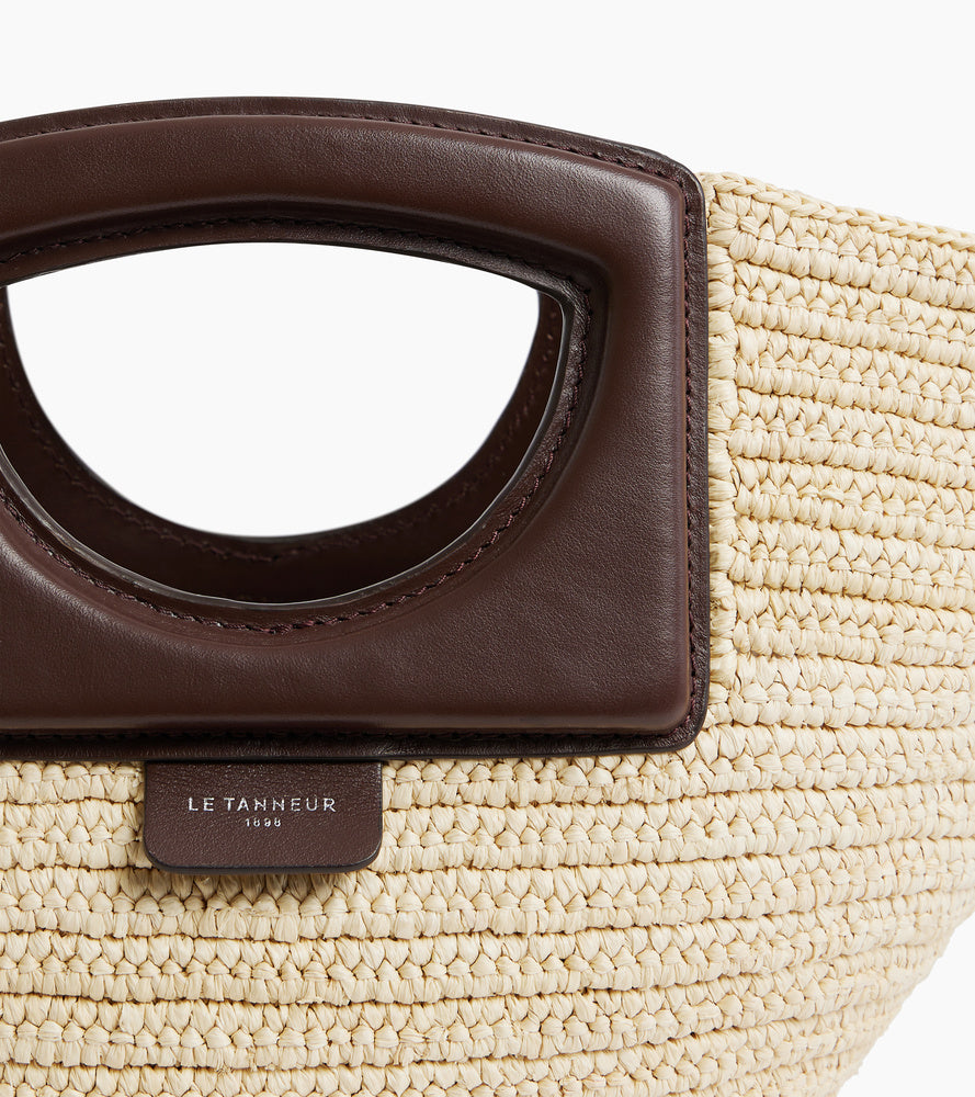 Le Tanneur Petit sac main raphia naturel cuir bandoulière