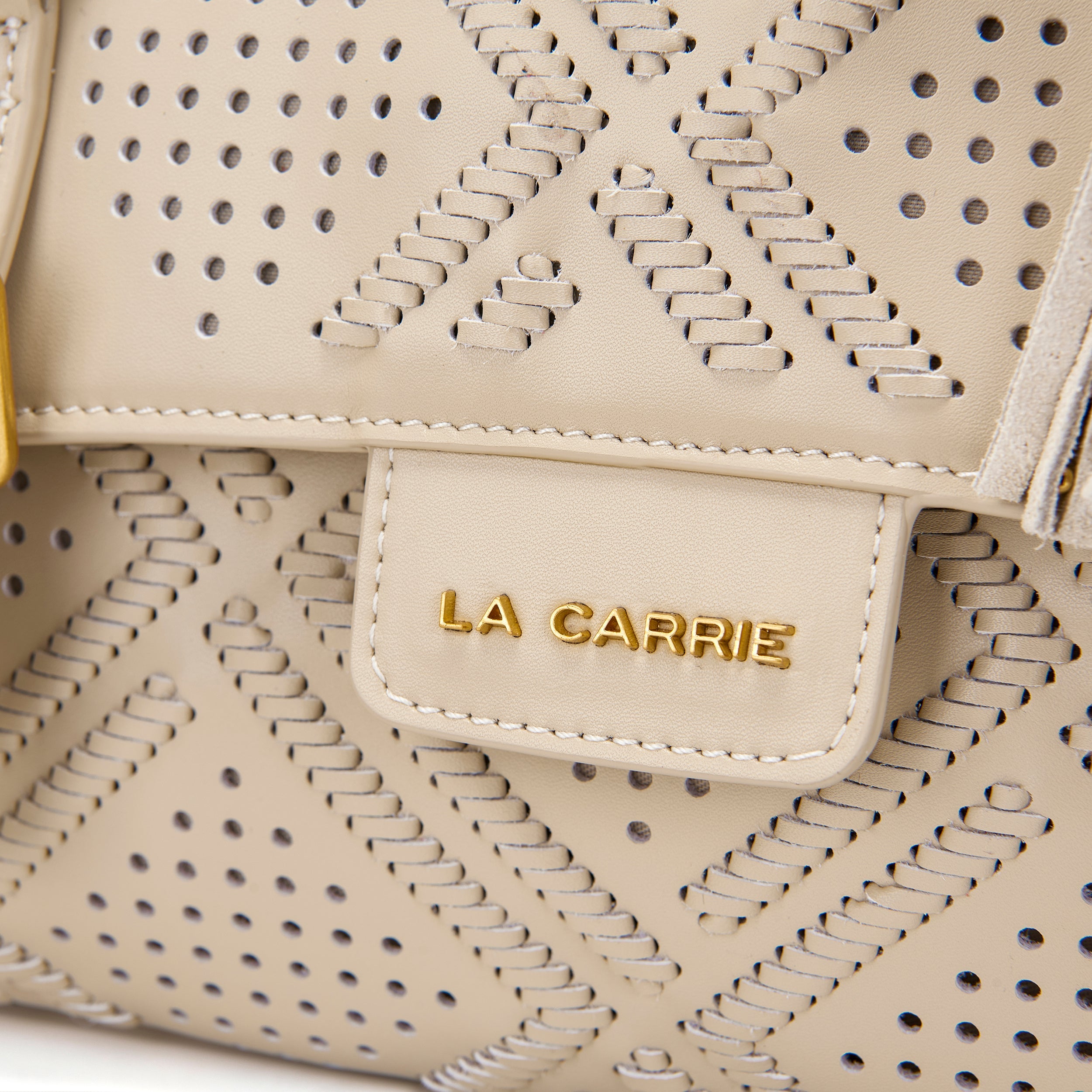 La Carrie Atena Labyrinth cabas cuir ivoire 37x19