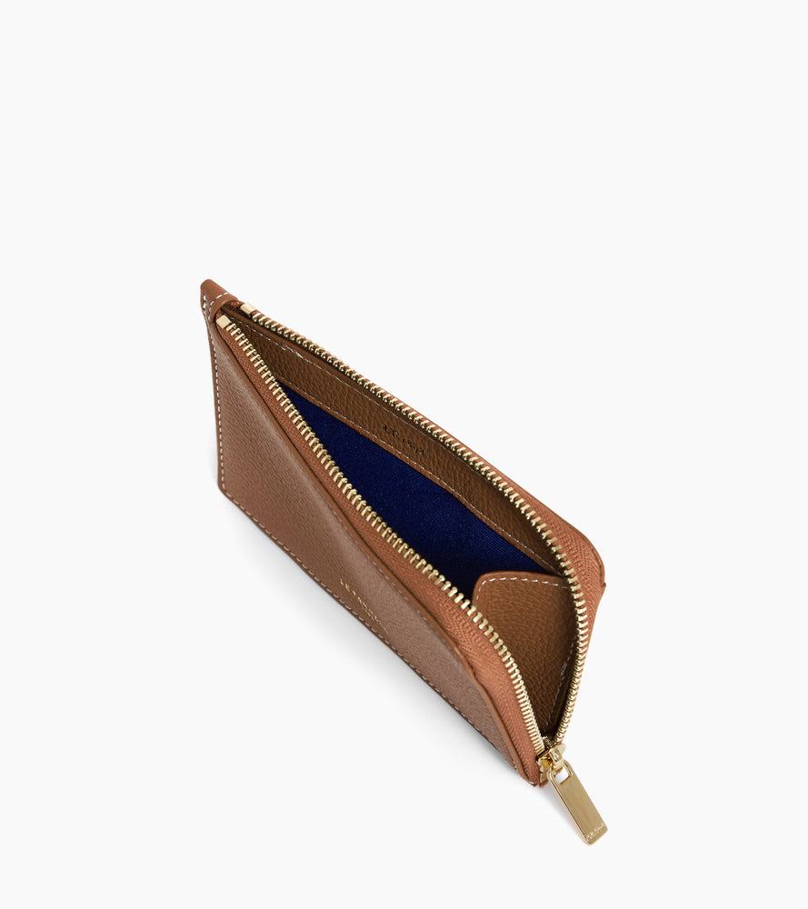 Le Tanneur Emilie porte-cartes zippé marron cuir grainé