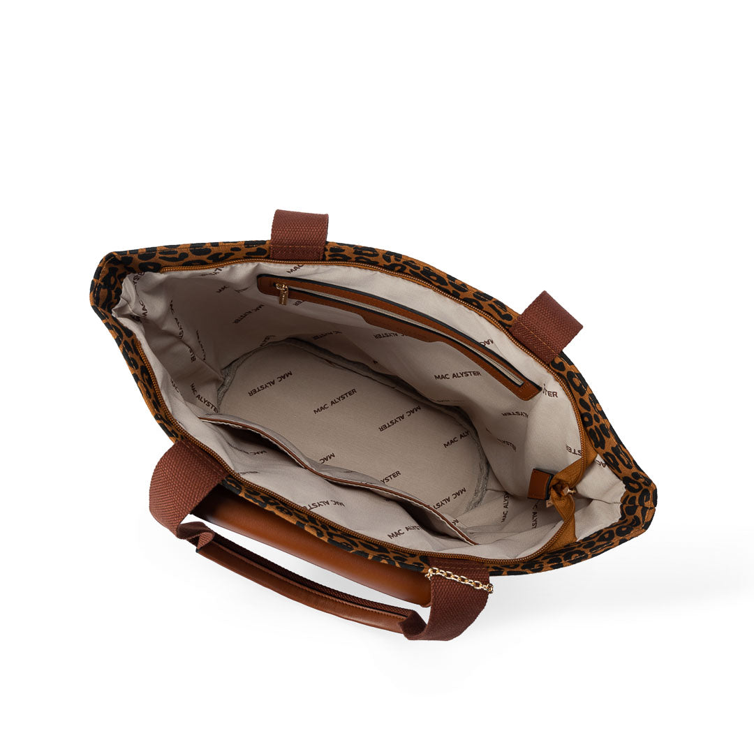 MAC ALYSTER Miss Bohème sac cabas léopard lin