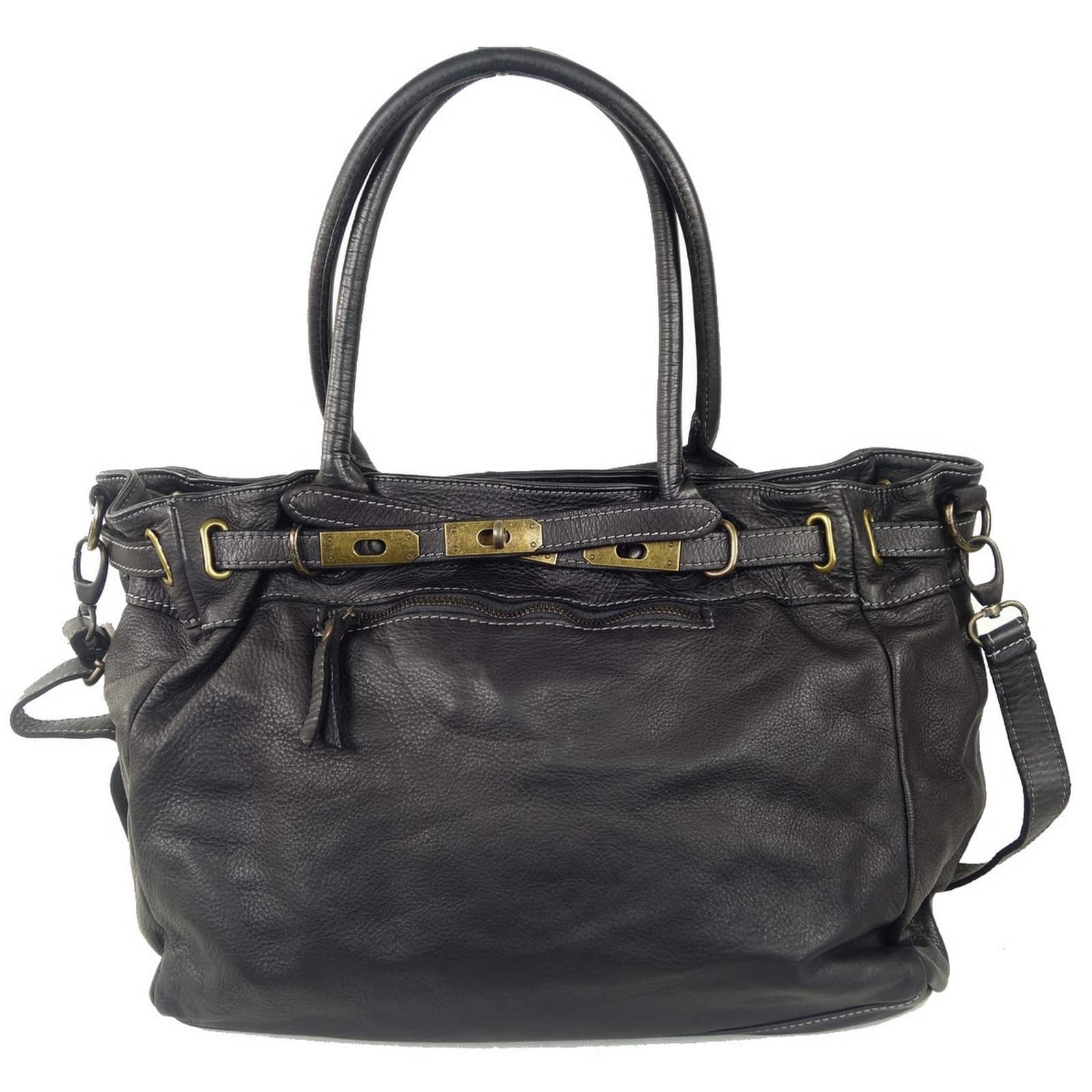 Collection Esprit Cuir MATILDA grand sac cuir noir vintage