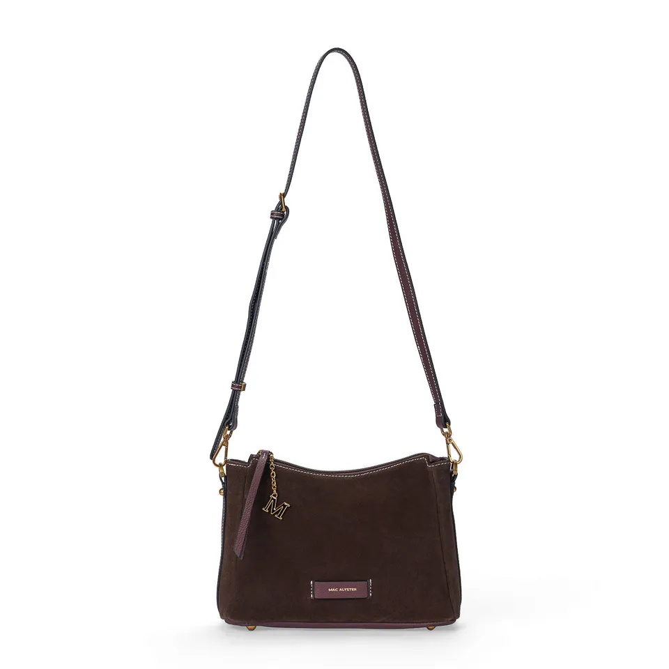 MAC ALYSTER GIULIA sac trotteur cuir Daim Chocolat