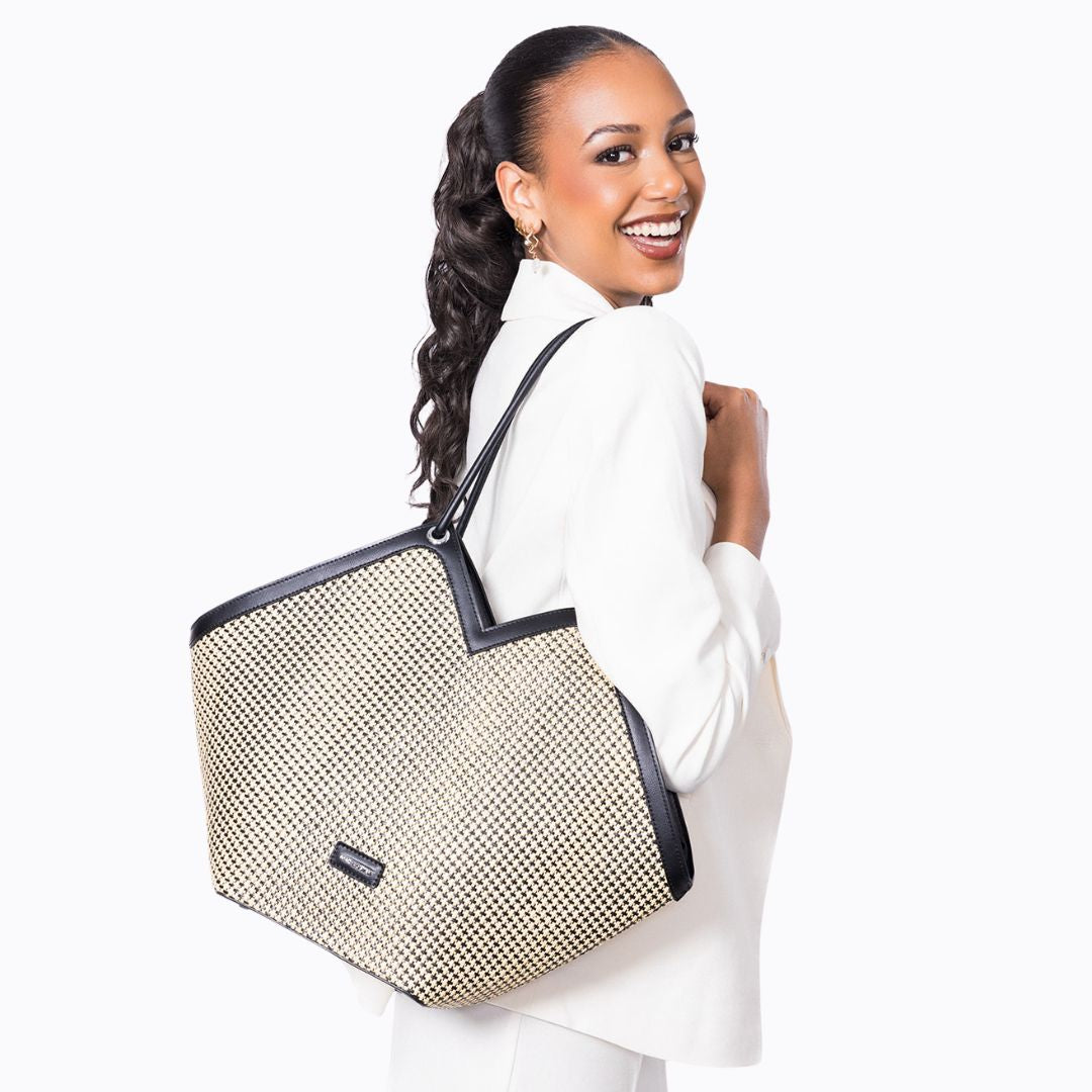 MAC ALYSTER Saint-Raphaël sac cabas M taupe raphia