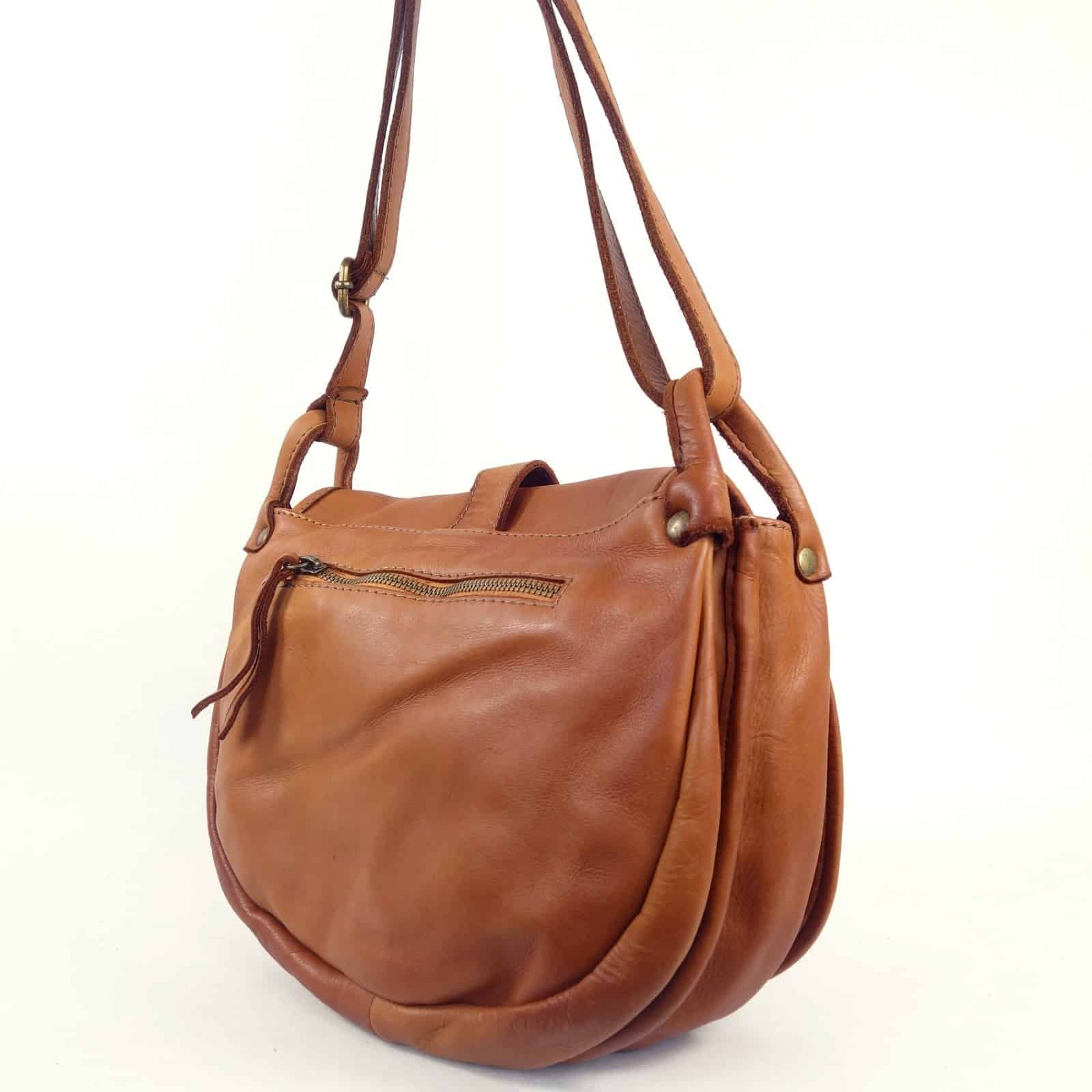 Collection Esprit Cuir Giulia besace cuir miel vintage femme