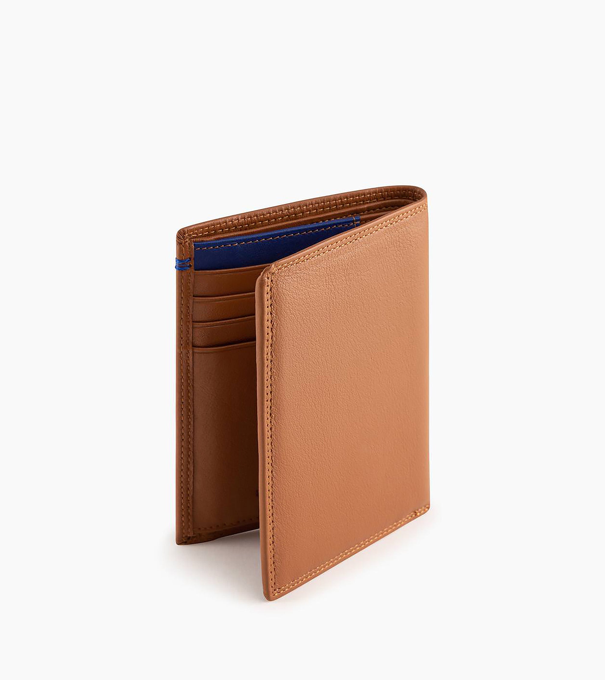 Le Tanneur Martin portefeuille vertical cuir lisse Brown Tan zippé