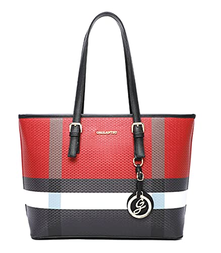 Gallantry Sac Cabas Tote Bag Rouge Noir A4 XL Simili Cuir
